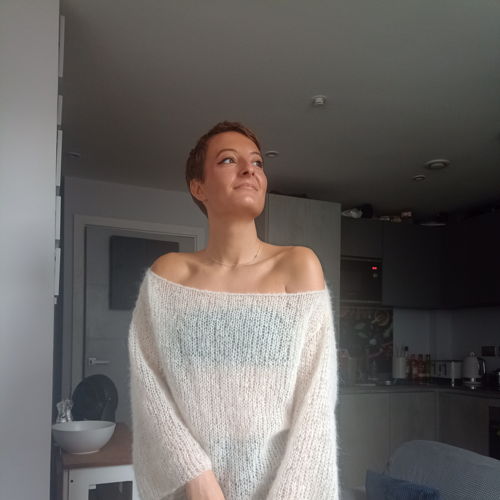 【TAOTI】off shoulder mohair pattern knit Easy Off the shoulder mohair sweater - knitting pattern