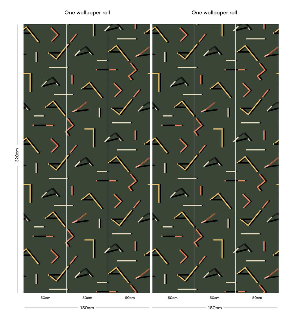 Feathr Green Dark Funky Geometric Wallpaper pattern shot