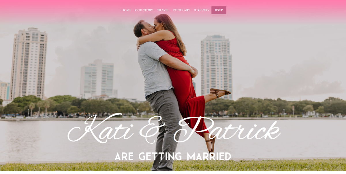 Screenshot of Kati and Patrick, from the wedding websites collection.
