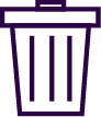 purple outline of a trash can