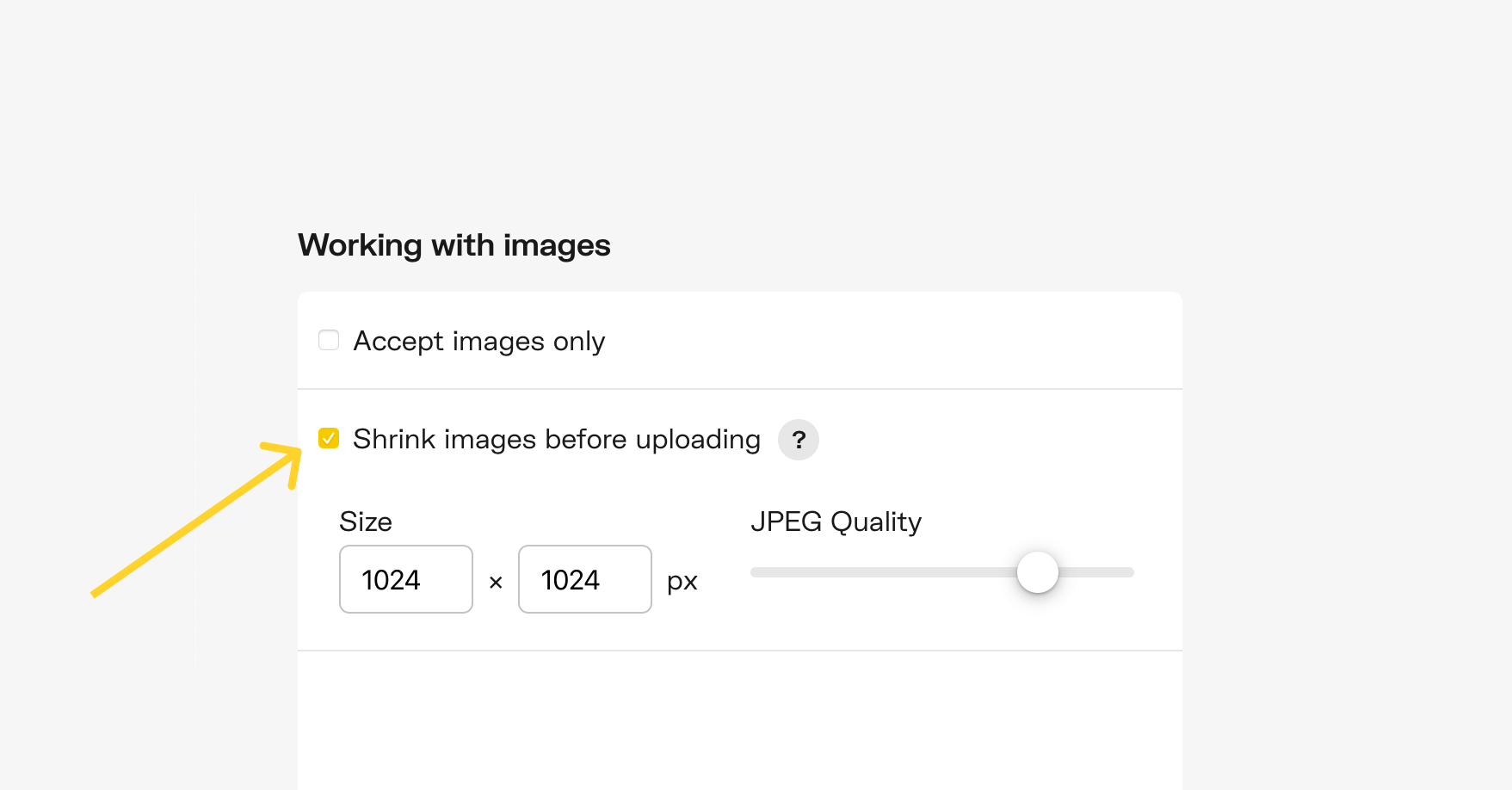 Shrink images before uploading