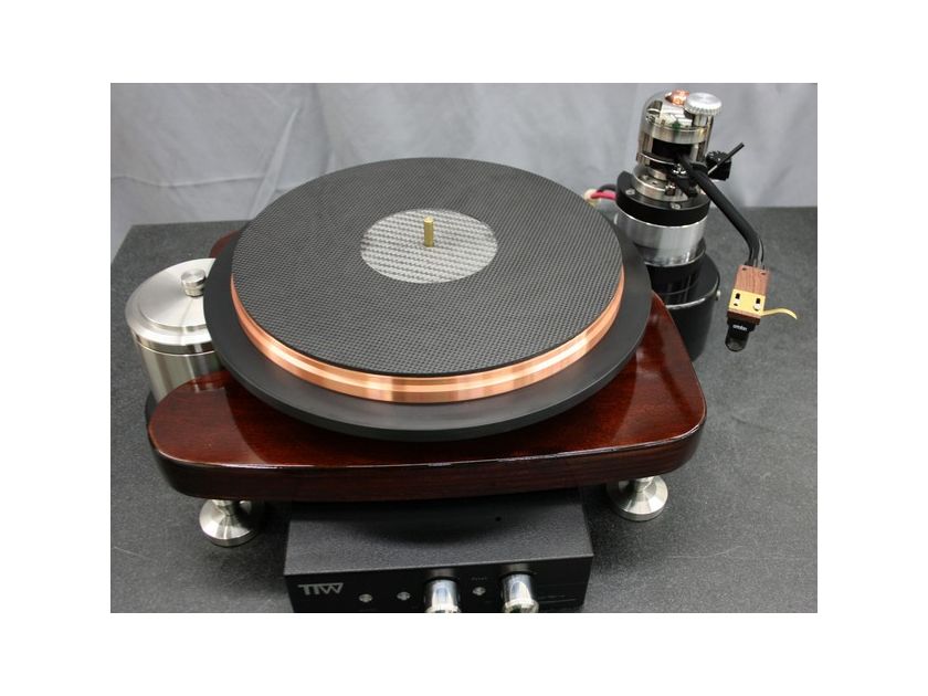 TTW AUDIO New !! Gem Supreme Copper Rim Drive Record Player Carbide Bearing, 42 Lbs Copper/Kevlar/Carbon Fibre Platter