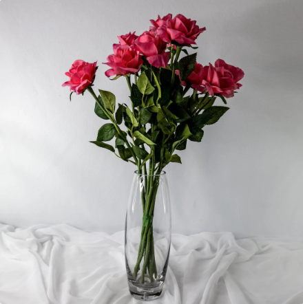Pink Open Bloom Real Touch Rose - Realistic Artificial Flowers