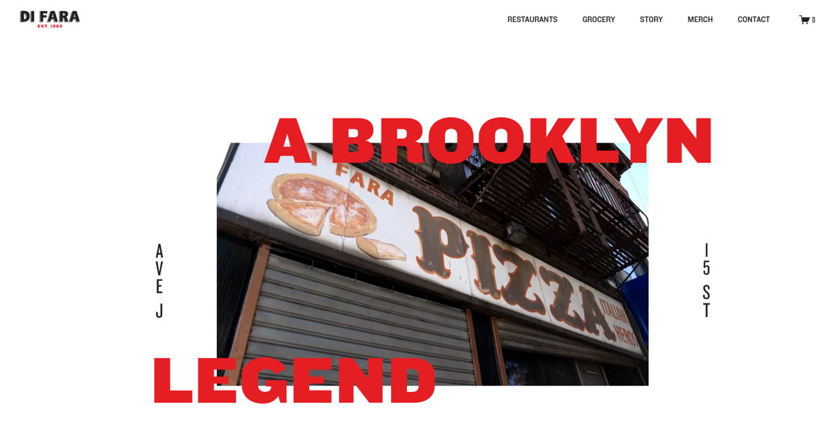 Screenshot of Di Fara Pizza, from the pizza place websites collection.