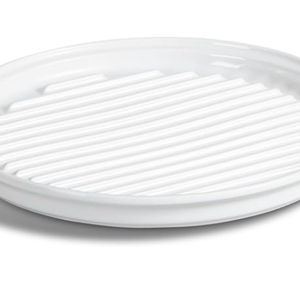 ONEMORE Bacon Rack Ceramic Bacon Cooker Oven Bacon Maker Microwave Meat Rack for Cooking Crisp Bacon - 10 inch Bacon Plate, White