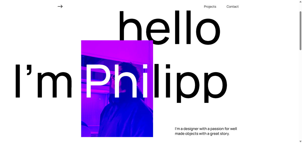 Screenshot of Philipp Emrich, from the industrial design portfolios collection.