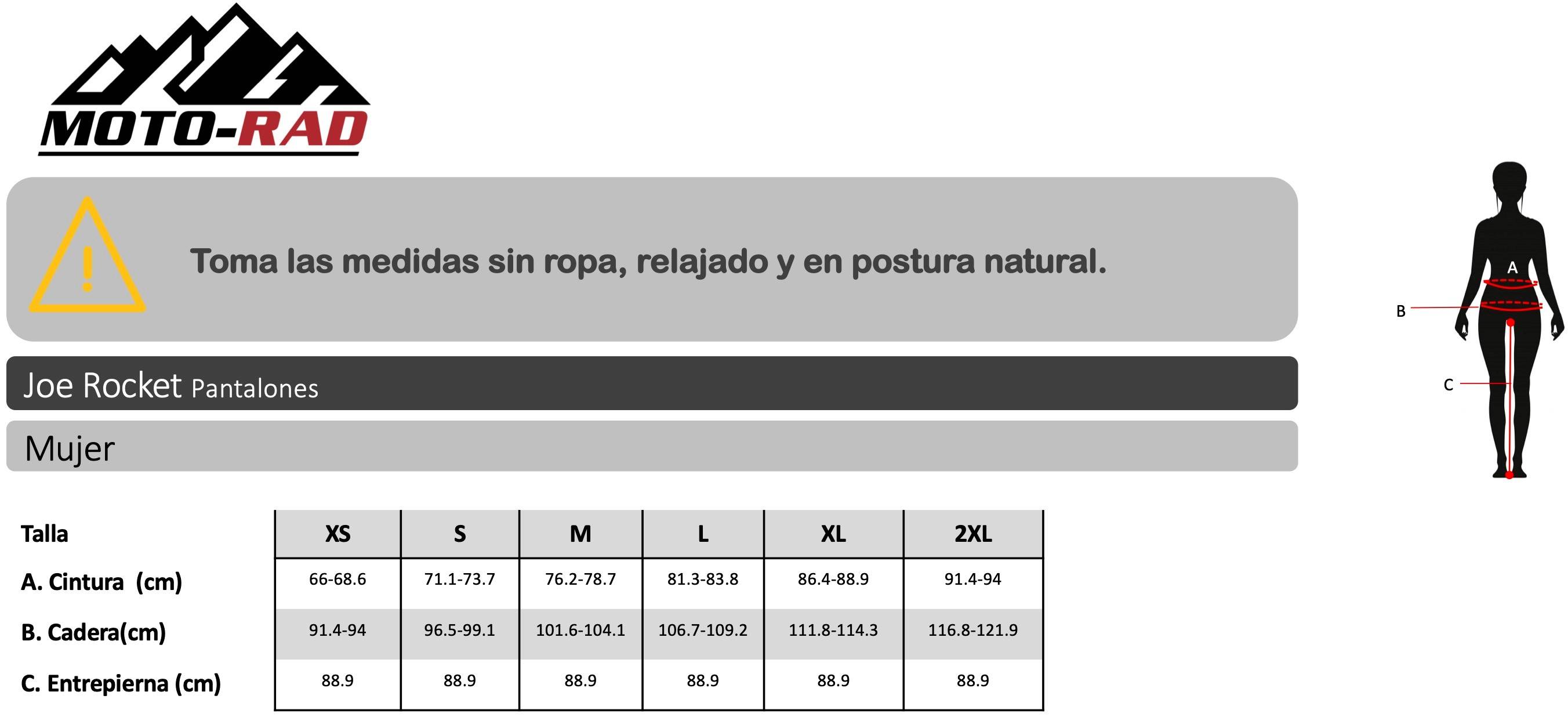 Guia de Talla Pantalones Joe Rocket Mujer