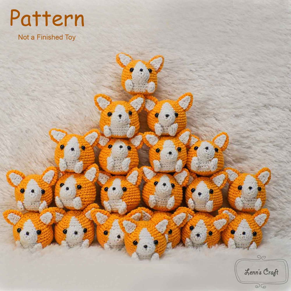Mini Corgi bal amigurumi haakwerk