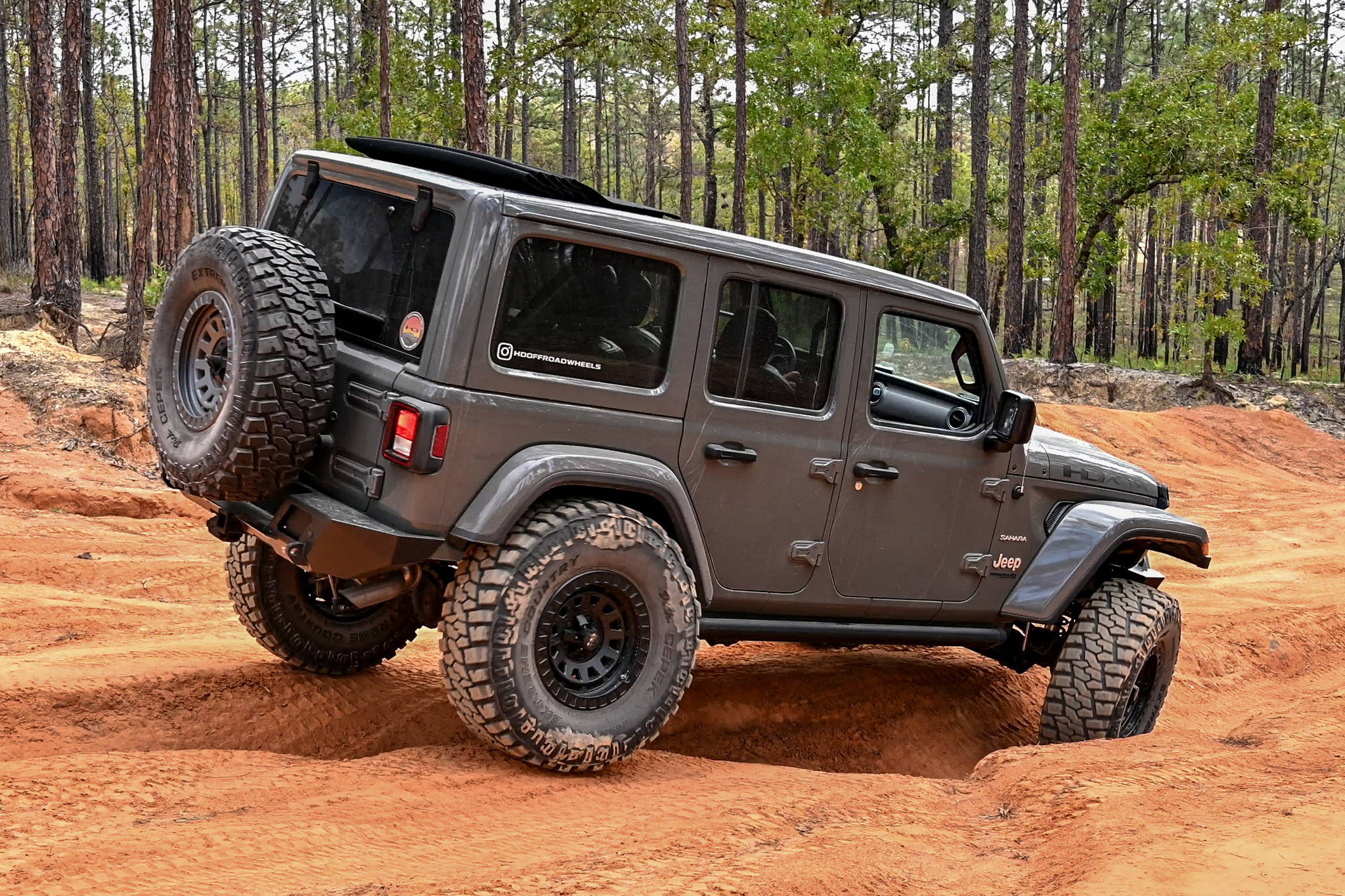 2019 Jeep Wrangler JL Lifted with HD Off-Road Overland Sector Venture Wheels in 17x9.0 All Satin Black