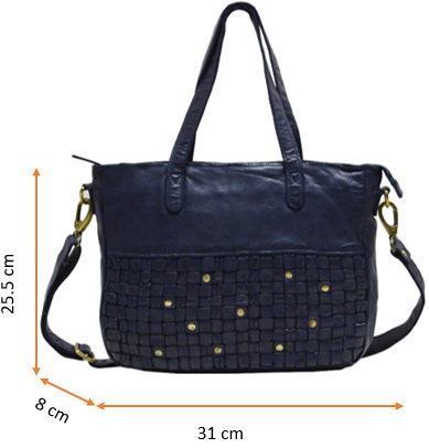 Washed Leather Handbag with Adjustable Shoulder Strap Style 953 - Image 4