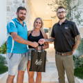 Havit Rep Nick presenting the homeowners with a complimentary gift from Havit
