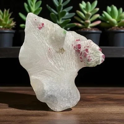 Red Spinel Crystal On White Marble Mineral - Rare