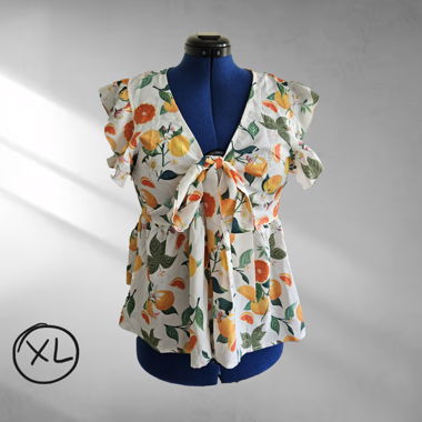 Summer citrus ruffle blouse (XL)