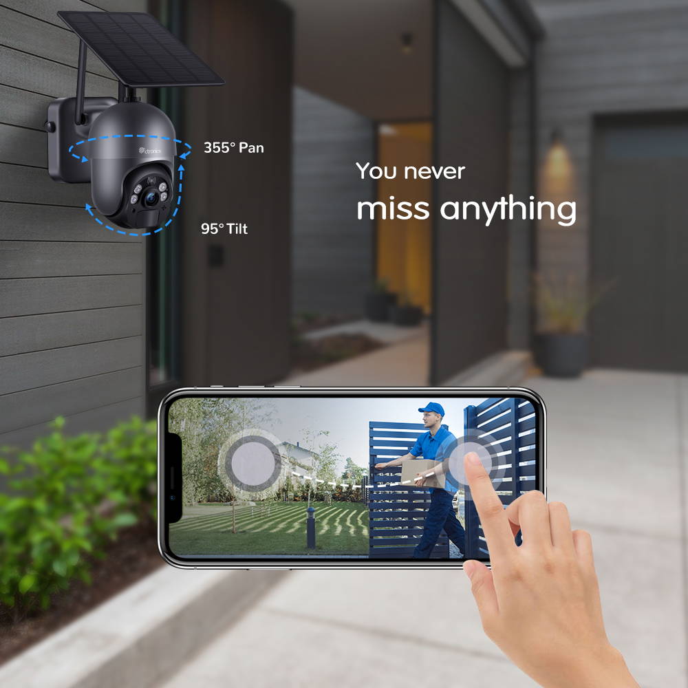 Ctronics 2.5K 4MP Security Cameras Wireless Outdoor WiFi Solar 10000mA