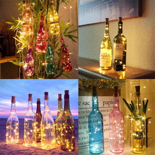 Wine bottle fairy lights - Wine bottle string lights for home, bedroom decoration. Christmas wine bottle fairy lights.