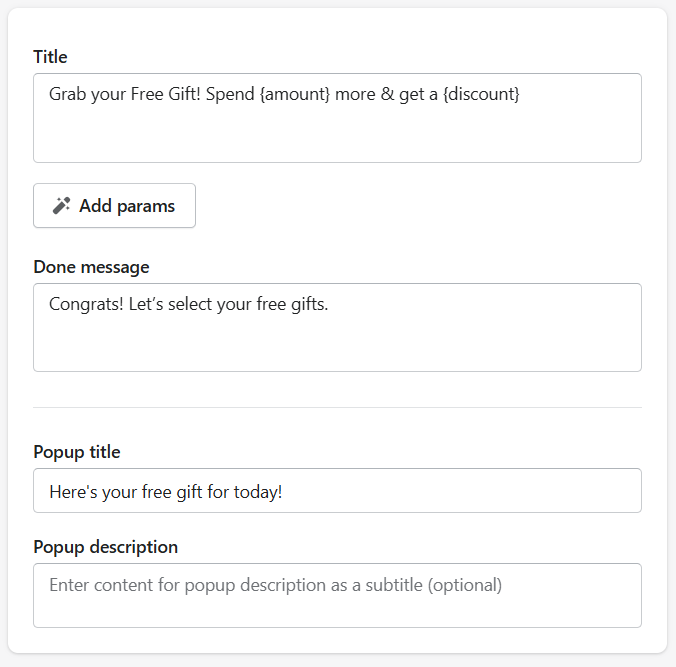 Set up the free gift with purchase offer