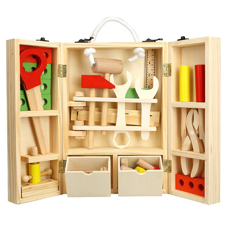 Children's Wooden Tool Set Box+ Carpenter set pretend play educational building toy - Image 4