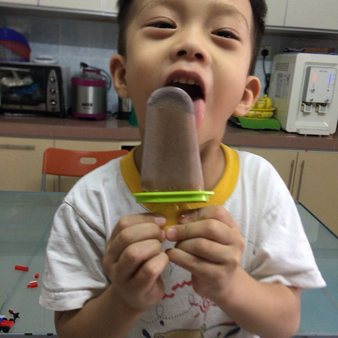 Homemade milo ice cream for my boy.