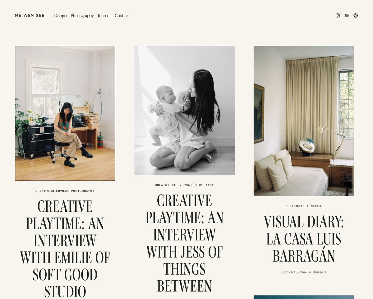 Screenshot of Journal — Meiwen See, from the yellow websites collection.
