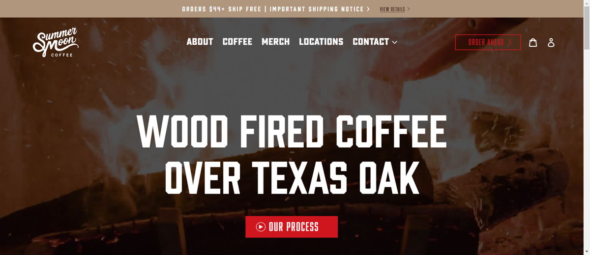 Screenshot of Summer Moon Coffee, from the cafe & coffee shop websites collection.