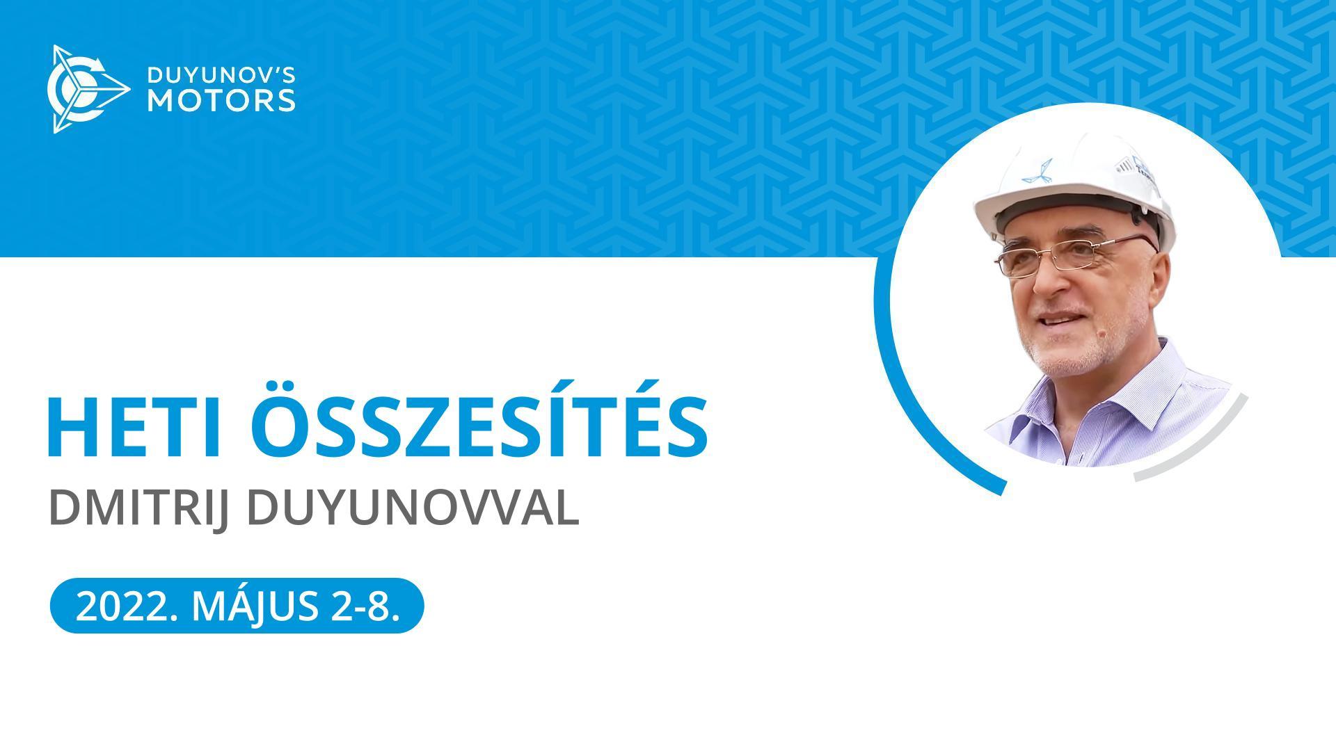 Heti összesítés a „Duyunov Motorok" projektben