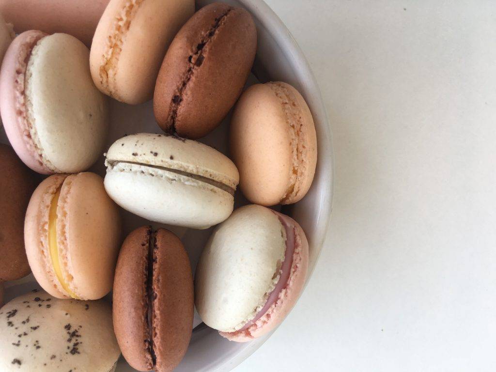 A cluster of delicious macarons
