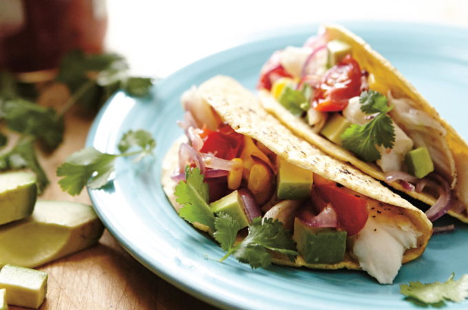 Tacos au poisson sur la plaque