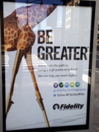Fidelity bought ads on all of the bus stops surrounding the Schwab conference.