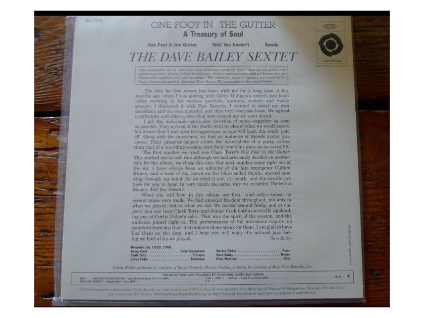 Dave Bailey - One Foot In The Gutter Classic Records original reissue 180G 1990's Sealed
