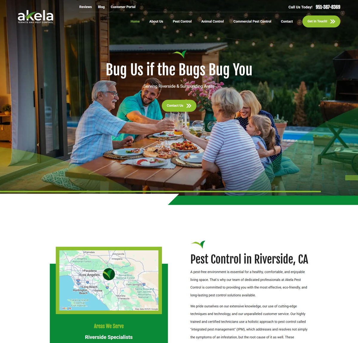 Screenshot of Akela Pest Control, from the pest control websites collection.