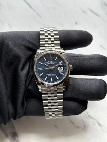 Rolex Datejust 36 Blue Motif Index Dial Jubilee