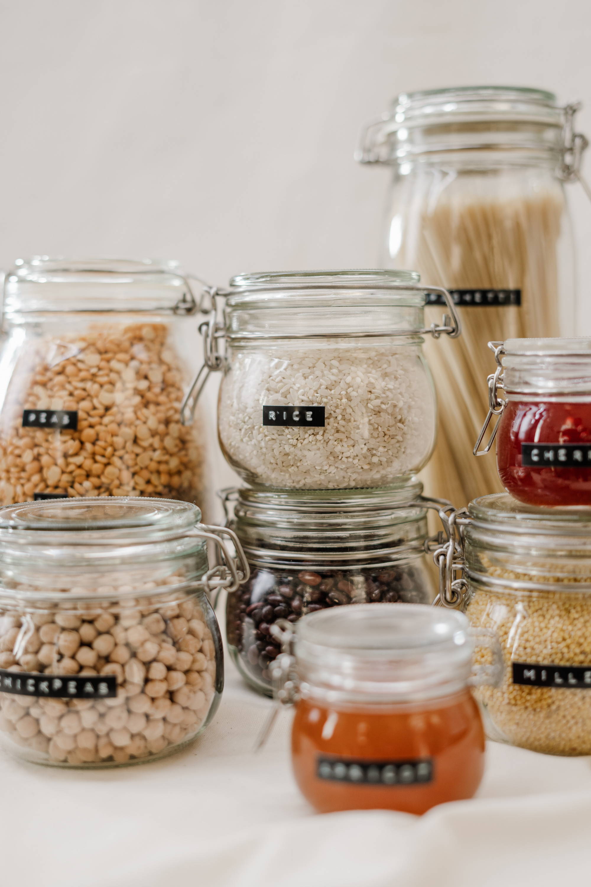Zero Waste Glass containers of food