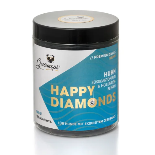 HAPPY DIAMONDS Premiumsnacks - Huhn, Süßkartoffel, Holunderbeere