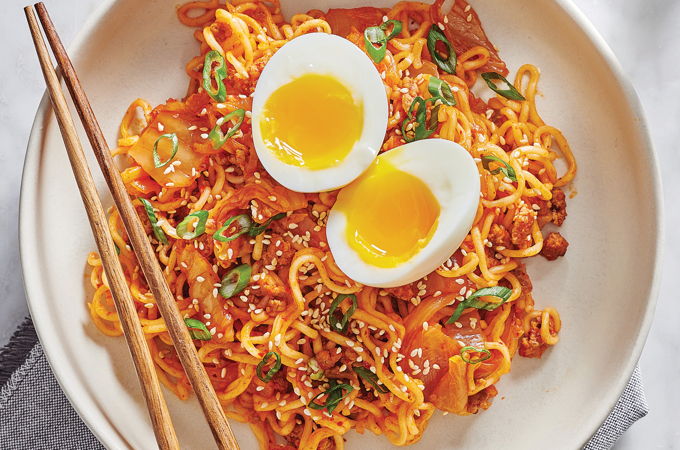 Ramen Noodles with Kimchi and Pork