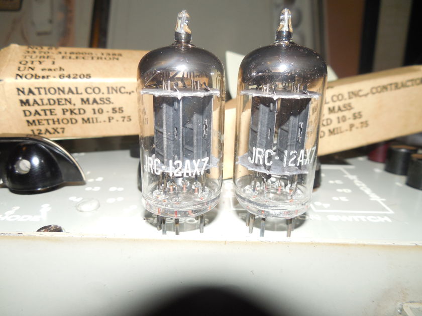 2 VERY RARE NEW IN THE BOX 1955 RCA BLACK PLATE MILITARY SPEC JRC 12AX7 TUBES FOR McIntosh ETC