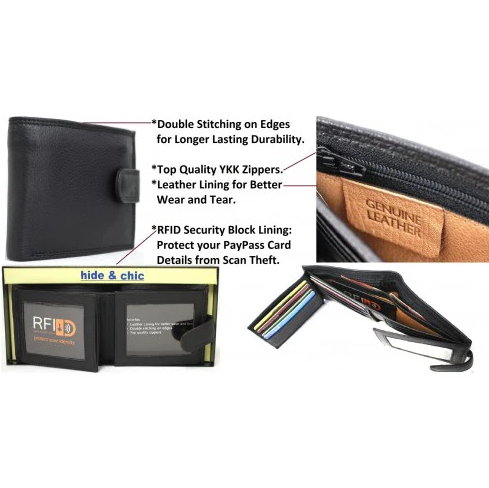 RFID Security Lined Leather Wallet Style 11025