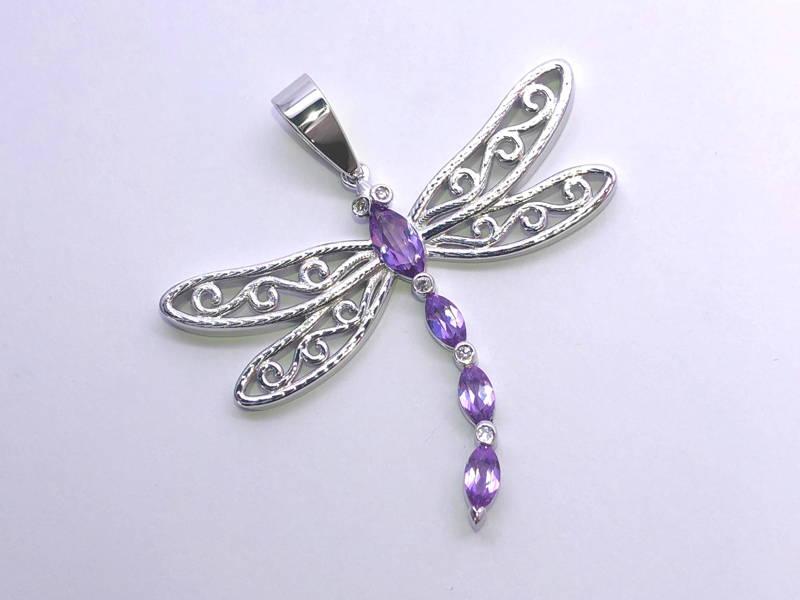 pendant dragonfly with alexandrite