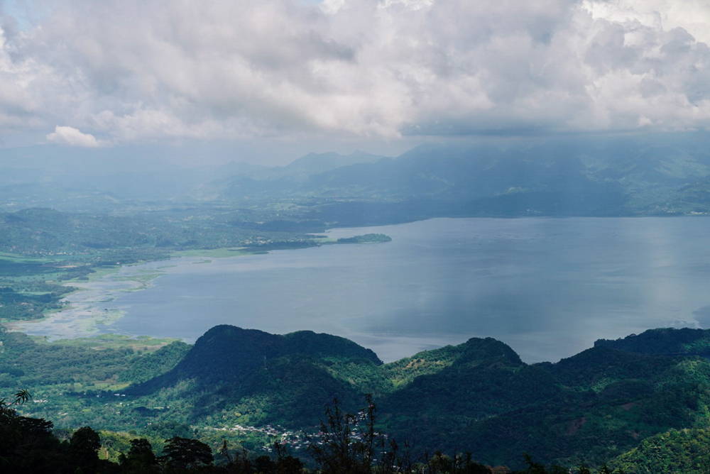 Hillside view of Lake Yojoa in the Comayagua coffee region, Honduras