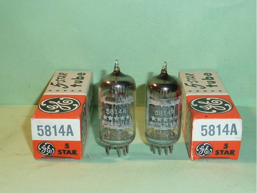 GE 5814A 12AU7 ECC82 5 Star Tubes, Matched Pair, NOS, NIB, Matched Codes, Tested