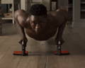 man doing pushups with crossgrips
