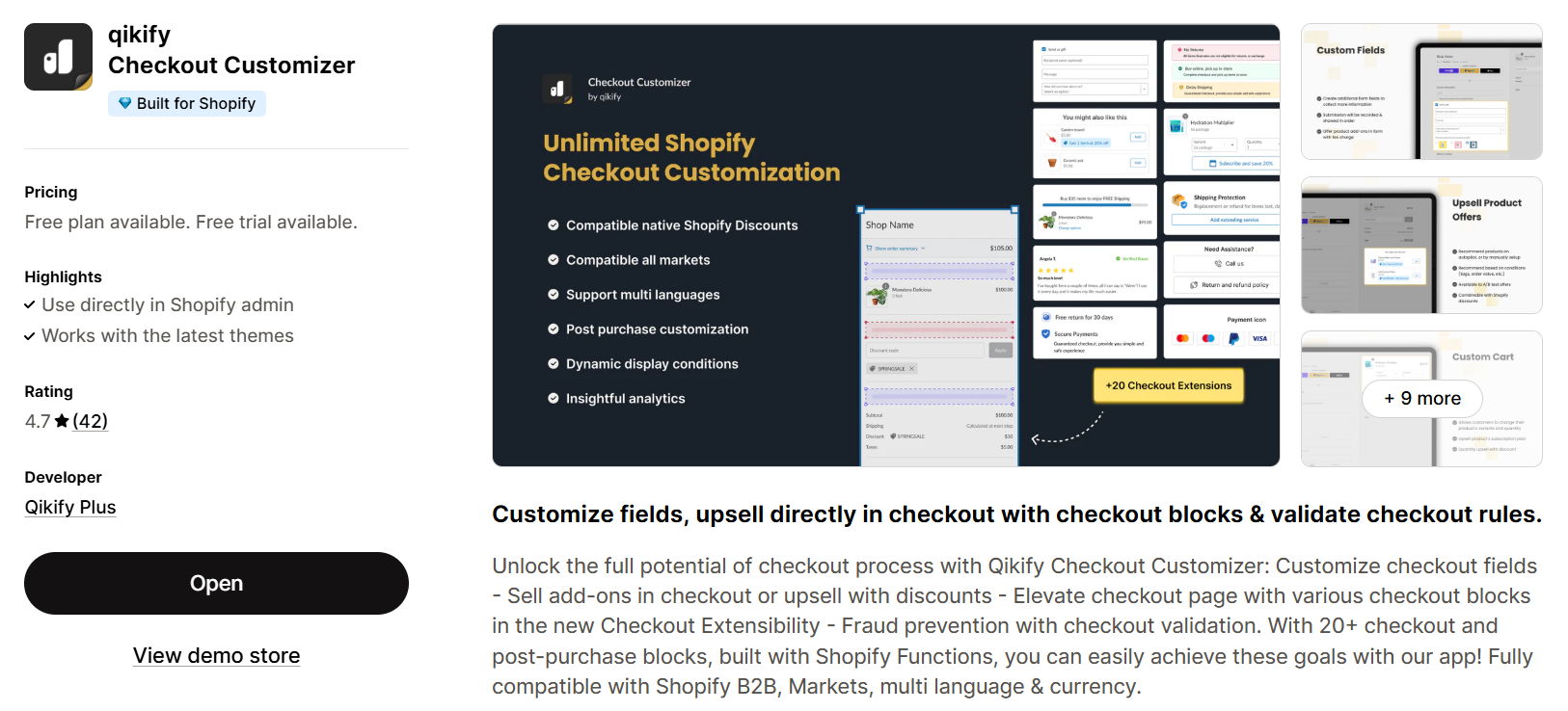 Qikify Checkout Customizer - Shopify checkout upsell app