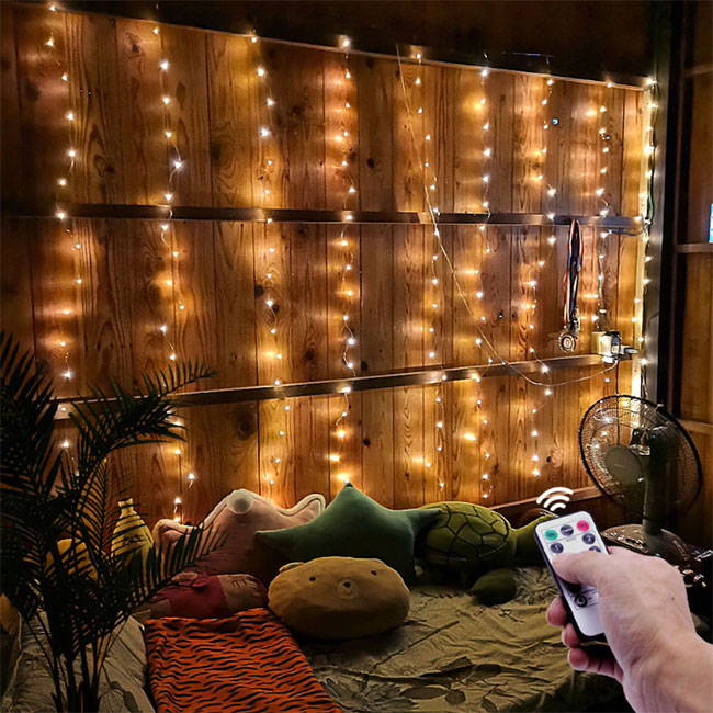 curtain fairy lights with led fairy lights - curtain lights with a remote control and 7 light effects