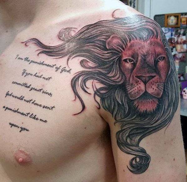 Tatouage Lion Tete Rouge