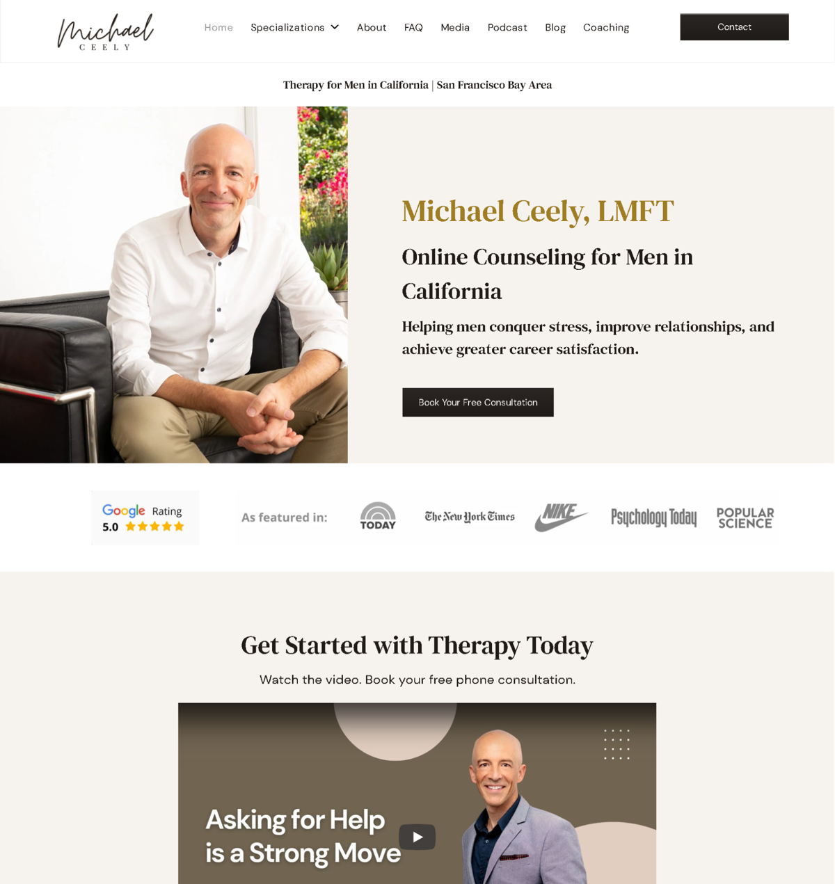 Screenshot of Michael Ceely, LMFT , from the duda websites collection.