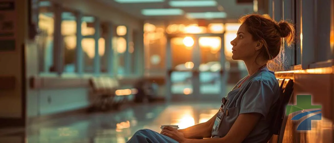 Healthcare provider in deep thought, reflecting on the day ahead.