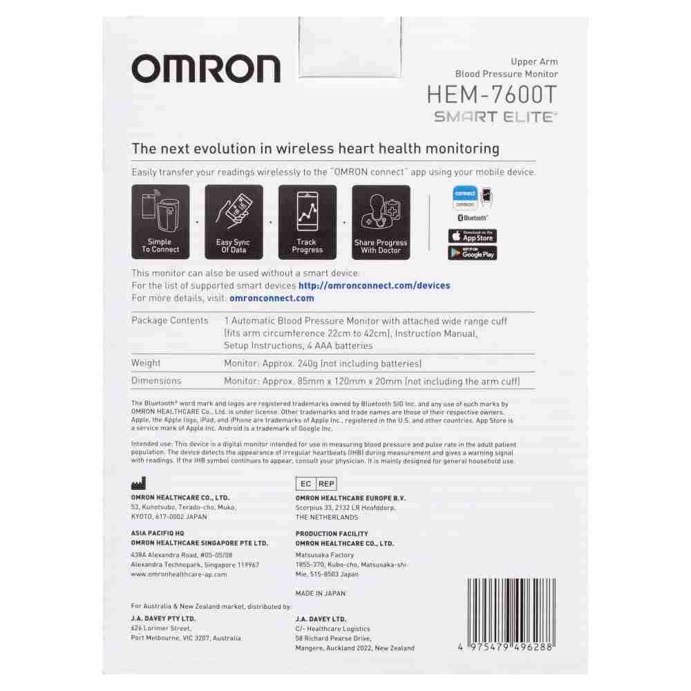 Omron HEM7600T Smart Elite+ Blood Pressure Monitor - Image 4