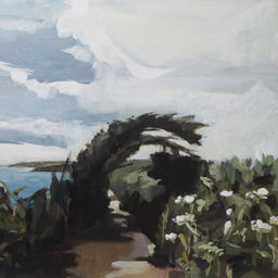 Painting of the coastal path with hedge 