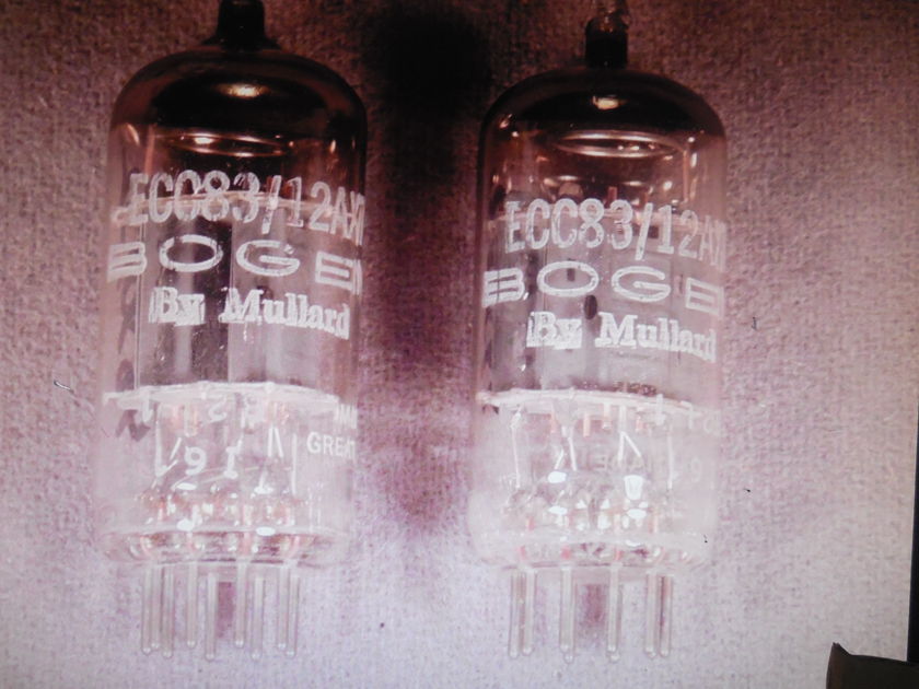 2 EXCELLENT MATCHED COPPER POST EARLY VERSION MULLARD SHORT PLATE 12AX7 TUBES