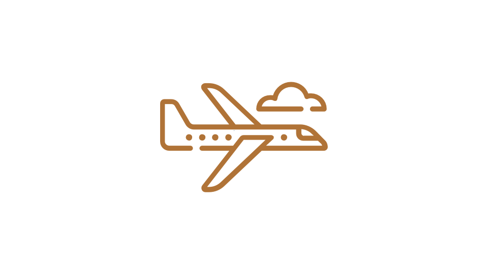 Orange image of a plane - icon style