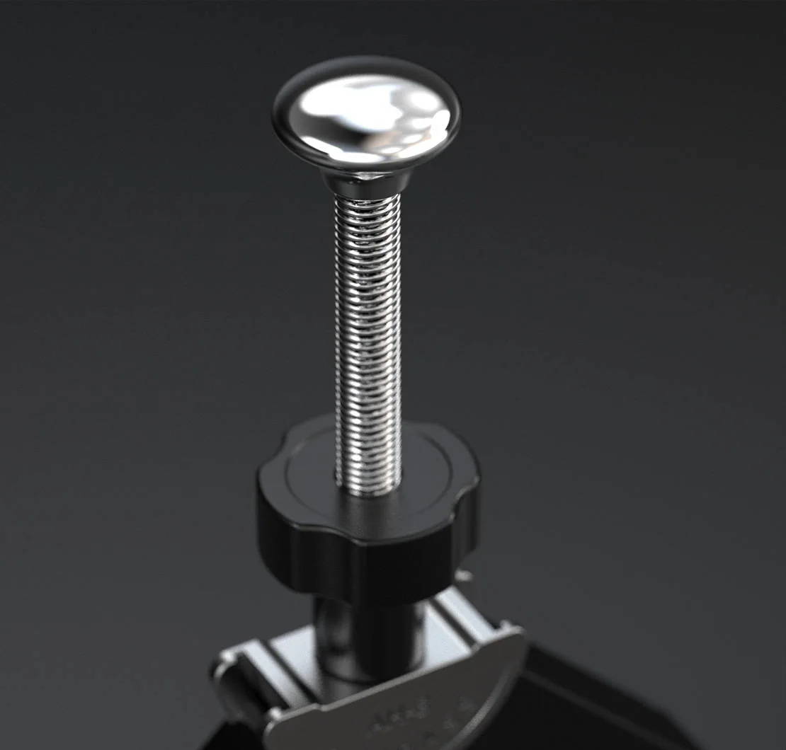 The Harvey Compass AH 3 and Compass T-slot mounting AH 3T Arch Hold Downs has a polished egg-shaped Palm Rest on top of the pillar shaft, so that your hands can rest on the silky smooth surface for pleasure